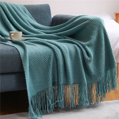 Nordic Knitted Blanket - Teal / 50" x 59.8" (127x152cm)