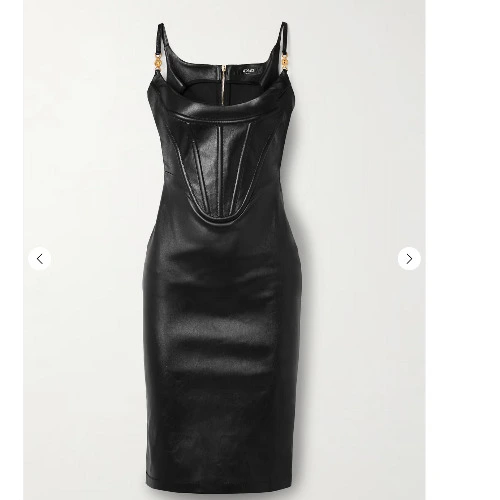 Alina: VERSACE Embellished leather bustier dress
