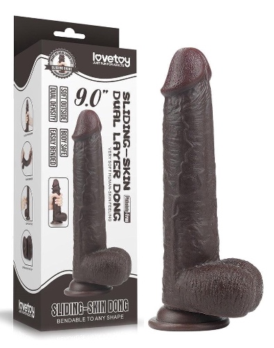 SLIDING-SKIN BLACK DILDO - 23CM/9.0" | Default Title
