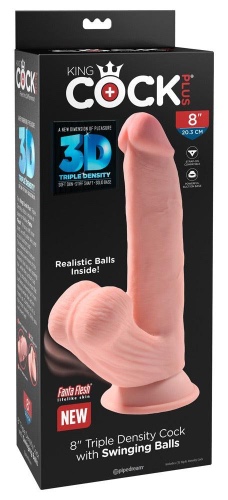 THE 3D KINK COCK PLUS DILDO WITH SWINGING BALLS - WHITE - 8'' / 20.3CM | Default Title