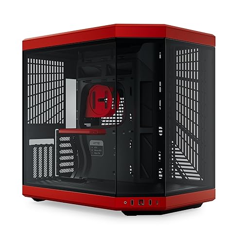 HYTE Y70 Upgraded Modern Aesthetic Dual Chamber Panoramic Tempered Glass Mid-Tower ATX Computer Gaming Case with PCIE 4.0 Riser Cable Included, Red (CS-HYTE-Y70-BR) - Black/Red - Y70
