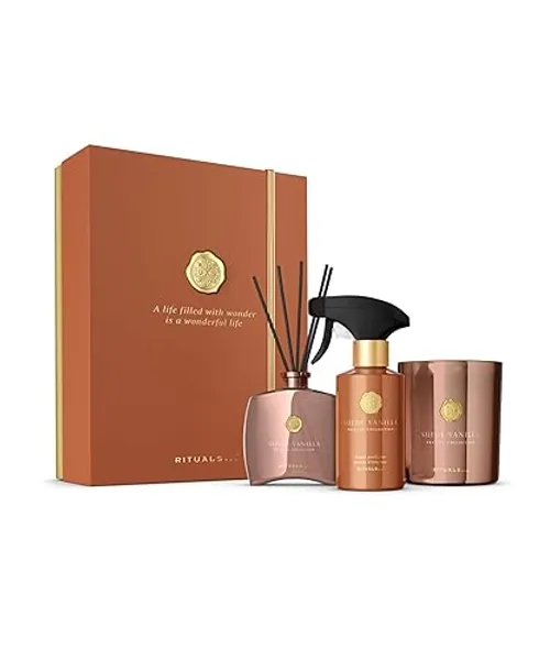 RITUALS Geschenkset Suede Vanilla L – 3 luxuriöse Raumdüfte aus der Private Collection – Aromatherapie-Geschenkbox mit Raumparfüm, Duftkerze und Duftstäbchen - Suede Vanilla