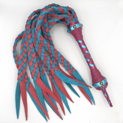 Flat Braided Cat-o-Nine Style Bullhide Leather Flogger - Custom Braided Flogger