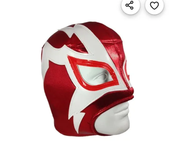 SHOCKER Lucha Libre Mexican Costume Wrestling Mask - (Adult Size) Red/White