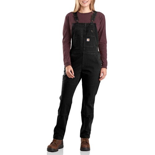 Carhartt womens Rugged Flex Relaxed Fit Twill Bib Overall - X-Small Short Black