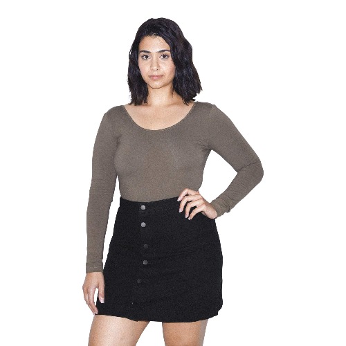 American Apparel Women's Denim Button Front A-line Mini Skirt - Small Black