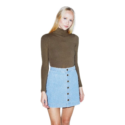 American Apparel Women's Denim Button Front A-line Mini Skirt - X-Small Light Wash