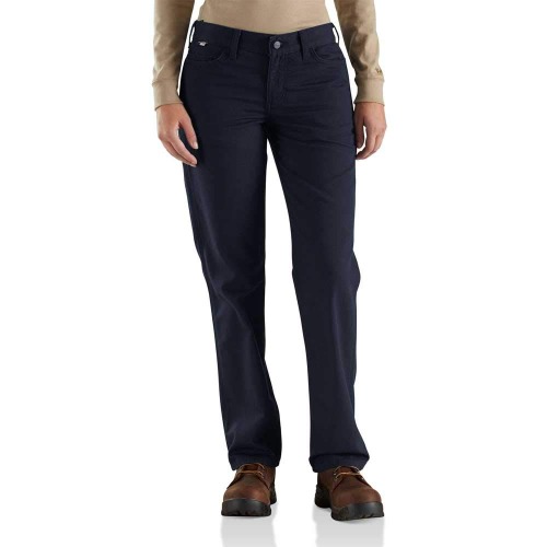 Carhartt Flame Resistant Womens Rugged Flex Canvas Pant - 2 Short Dark Navy