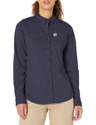 Carhartt Flame Resistant Womens Force Cotton Hybrid Shirt - X-Small Dark Navy