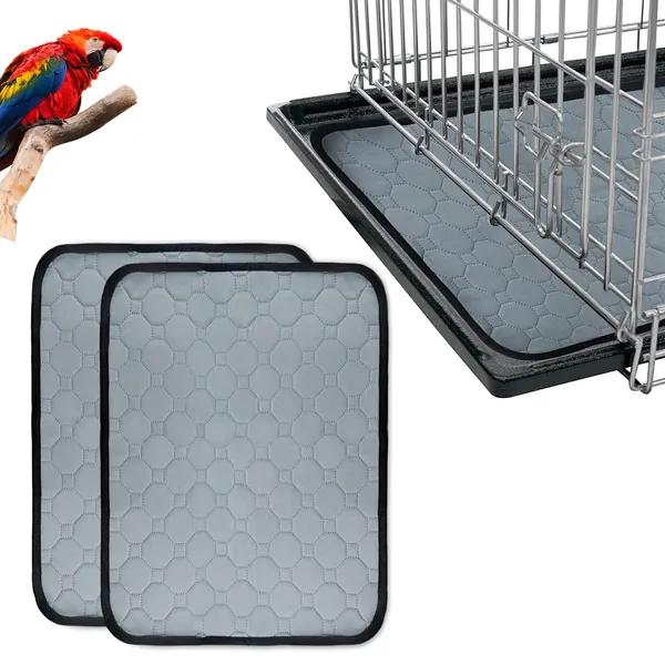 GABraden 2 Pack Bird Cage Liners,Washable Parrot Bird Cage Cushion Pad,18X14 Inch Absorbent Bird Cage Liners,Accessories for Bird Case(1814in, 2 Pack-Gary)… (18 * 14)