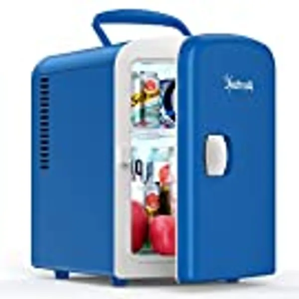 AstroAI Mini Fridge, 4 Liter/6 Can AC/DC Portable Thermoelectric Cooler and Warmer Refrigerators for Skincare, Beverage, Food, Cosmetics, Home, Office and Car, ETL Listed (Blue)