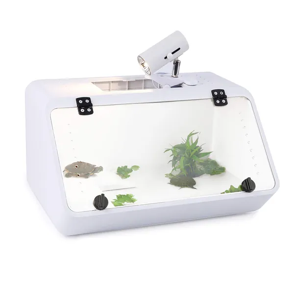19" x 10" x 10" CalPalmy Reptile and Amphibian Habitat with Easy-Access See-Through Front Door Panel and Removable Food Tray - Perfect Reptile Terrarium, Turtle Habitat, Gecko Tank, and More