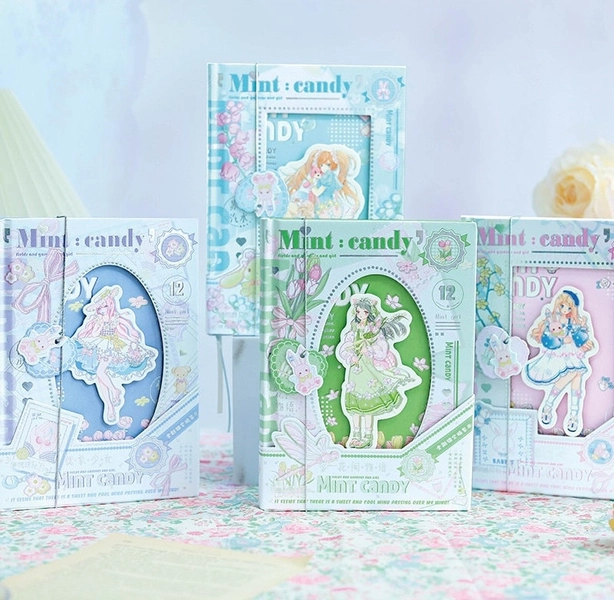 Mint Candy Notebook with Bookmark -196 Pages A5 Magnetic Buckle Notebooks with hard Cover - Fashion Cute Girl Fairy Tale Journal DIY Planner