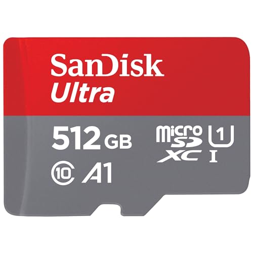 SanDisk 512GB Ultra microSDXC UHS-I Memory Card with Adapter - Up to 150MB/s, C10, U1, Full HD, A1, MicroSD Card - SDSQUAC-512G-GN6MA [New Version] - 512GB