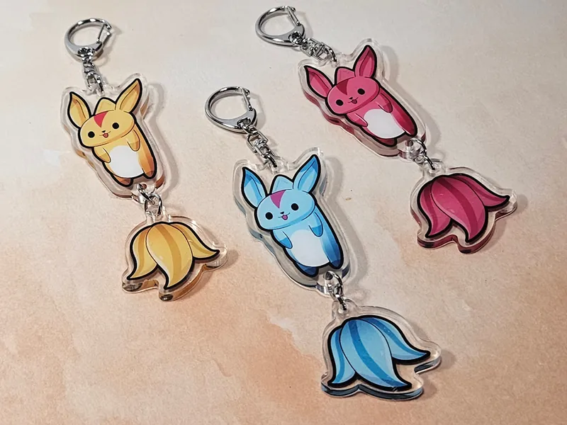 XIV Carbuncle Dangle Tail Acrylic Keychain Charms