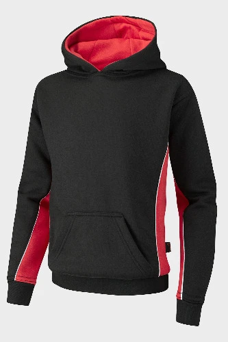 Black & Scarlet Panelled PE Hoodie