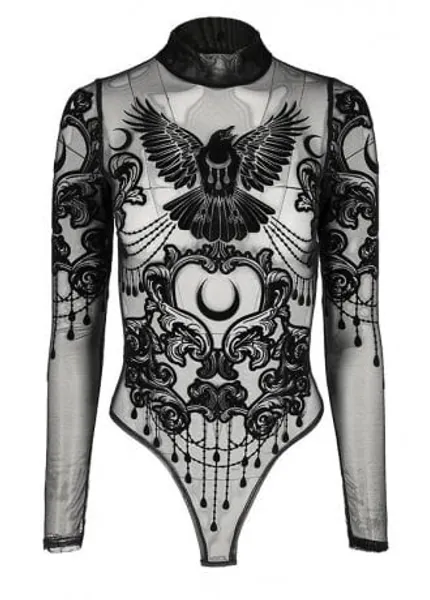 Restyle Gothic Raven Mesh Bodysuit