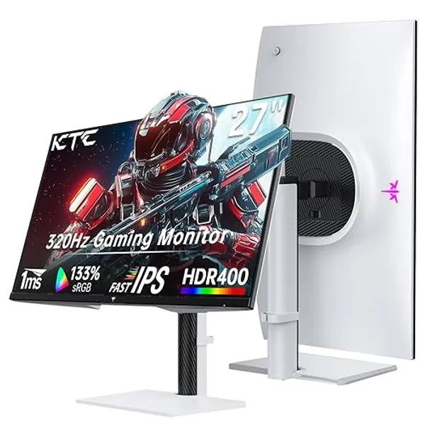 KTC Monitor 27-inch White Gaming Monitor WQHD (2560x1440) Fast IPS, 300Hz (Supports 320Hz via Overclocking) 1ms 144% sRGB High Brightness 450cd/㎡, Low Blue Light, Flicker-Free, 2 x HDMI, 1 x DP H27E6 - 27 inch - QHD 300HZ White