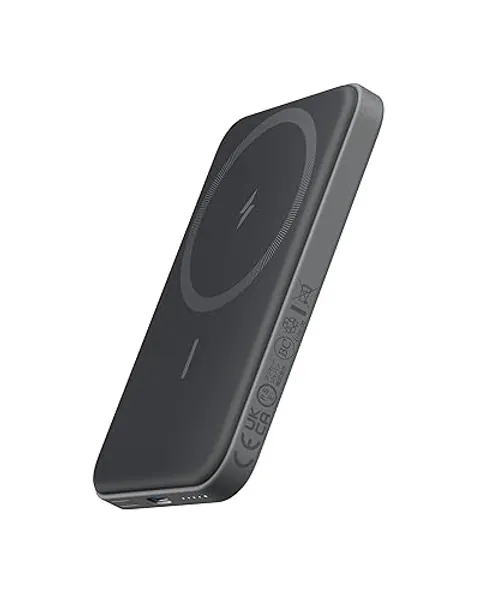 Anker 621 Magnetic Portable Charger (MagGo), 5,000mAh Wireless Power Bank with USB-C Cable, Magsafe-Compatible Battery Pack for iPhone 16 /15/14/13/12 Series - black