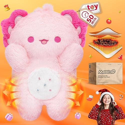 Axolotl Microwavable Unscented 0.9 lbs Volcanic Rock Heating Pad 50-Minute Lasting Warmth Perfect Fit Heatable Stuffed Animals Plush for Period Cramps Menstruation Stress Relief Gifts Girls Women - Axolotl