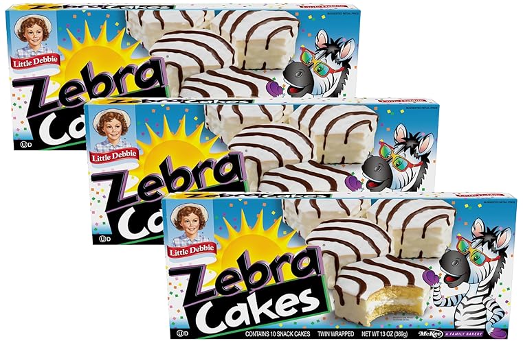 Little Debbie Zebra Cakes, 10 Twin-Wrapped Cakes, 13.0 OZ Box (Pack of 3) - Vanilla - 13 Ounce (Pack of 3)