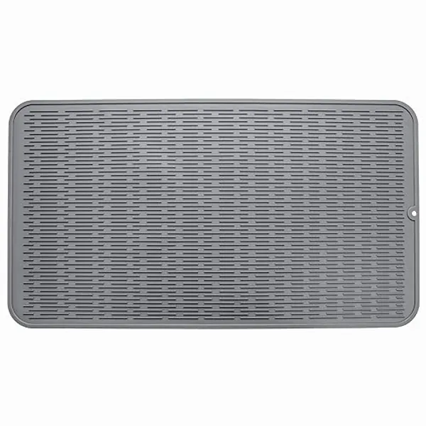 MicoYang Silicone Dish Drying Mat for Multiple Usage,Easy clean,Eco-friendly,Heat-resistant Silicone Mat for Kitchen Counter or Sink,Refrigerator or Drawer Liner Grey XXXXL 32 inches x 18 inches - XXXXL (32"×18") - Gray