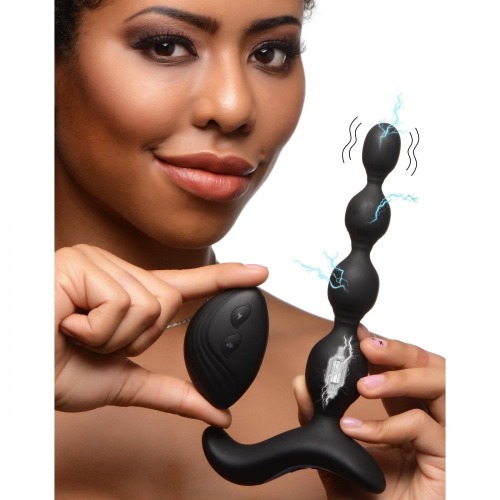 Shock-Beads 80X Vibrating & E-stim Silicone Anal Beads with Remote | Default Title