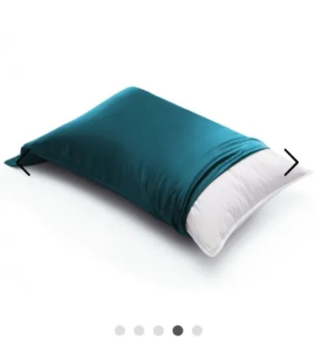 2PCs 22 Momme Funda de Seda para Almohada con Cremallera Azul Pavo Real y Cierre Oculto