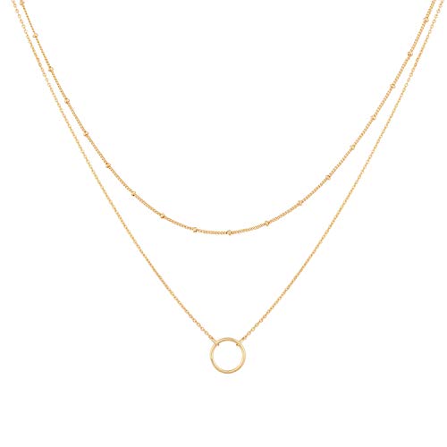 MEVECCO Layered Heart Necklace Pendant Handmade 18k Gold Plated Dainty Gold Choker Arrow Bar Layering Long Necklace for Women - layer karma