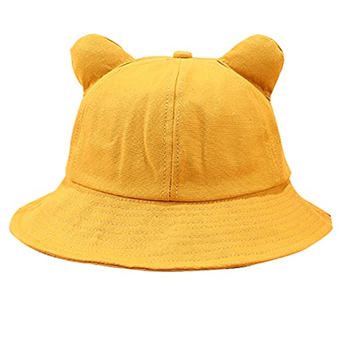 Umeepar Unisex Packable Bucket Hat Sun Hat for Womens Men - B Cat Ear &Tail Yellow - Cotton &Polyester