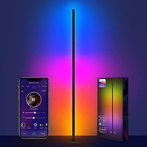 ibaye Smart LED Floor Lamp, RGB Corner Music and DIY Mode, Modern Standing Lamp with Alexa, Google Assistant WiFi APP, Color Changing Mood Lighting for Living Room, Bedroom (Black) - Black