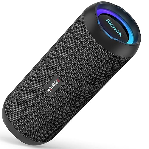 RIENOK Bluetooth Speaker Portable Wireless Bluetooth Speaker with 30W Enhanced Bass IPX7 Waterproof Bluetooth 5.3 Outdoor Speaker for Travel Sport - 3600mAh - Black