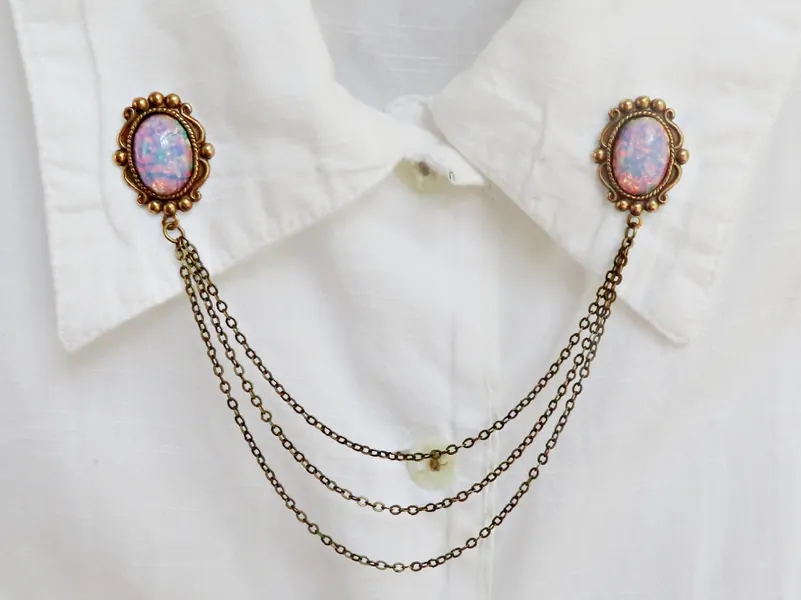 pink opal collar pins