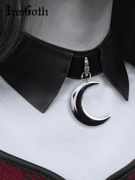 PU Leather Choker Moon Pendant Bondage Gothic Cosplay Women Belt Necklace Punk Sexy Jewelry Black Charm Moom Choker|Pendants|   - AliExpress