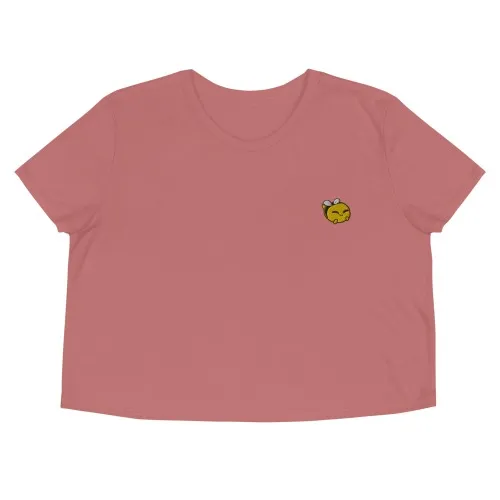 embroidered bee crop tee
