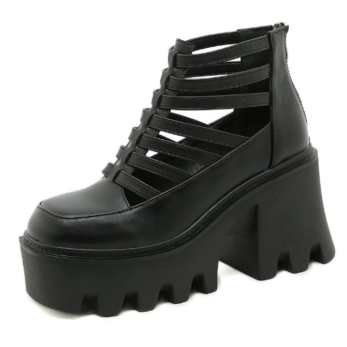 Gothic Black Platform Shoes - black / 39