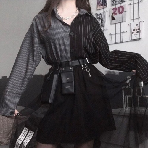 Black/Grey Dual-Tone Shirt - L / black