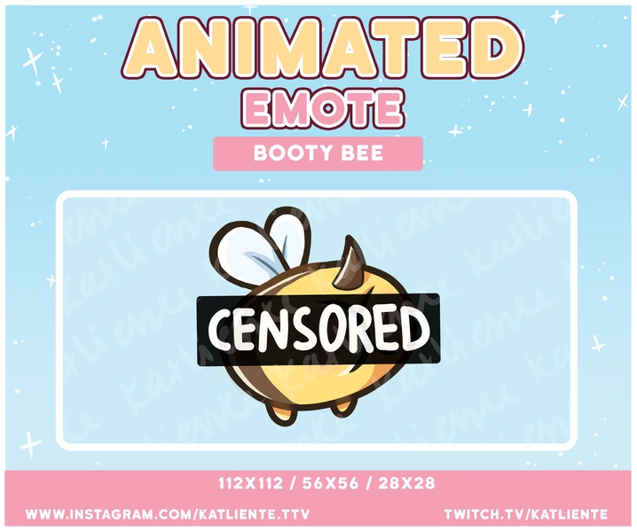 CENSORED Animated Kawaii Bee Booty Butt Bounce Twerk Emote - Twitch, Discord, YouTube