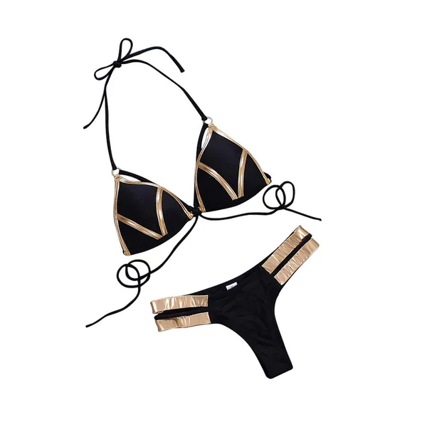 CYYMY Women's Sexy Bikini Holder Bandage Gold Stamping Push Up Padded Two Piece Swimsuit 