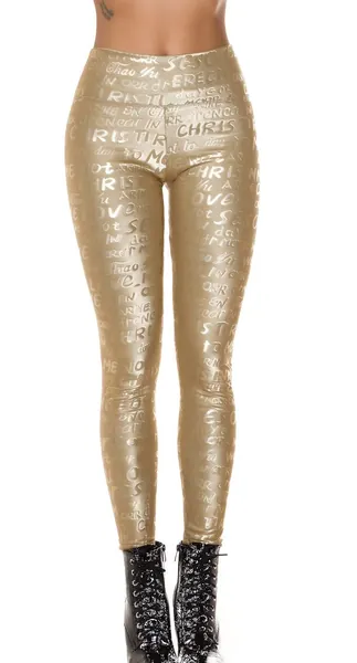 Shiny party leggings in high waist style with print 