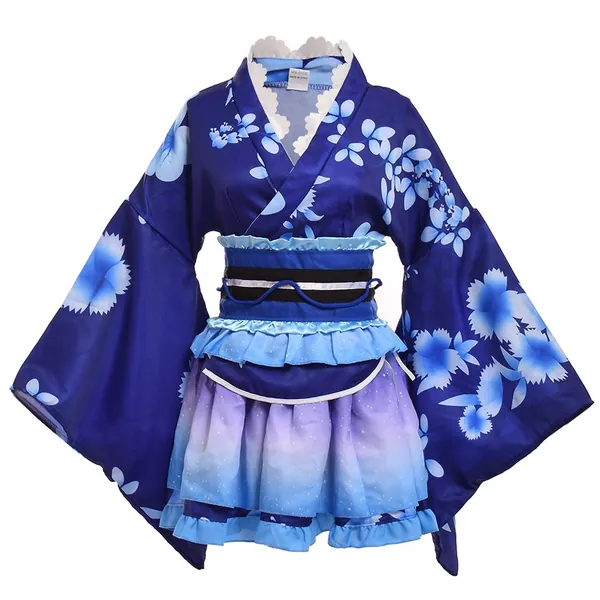 GRACEART Women's Yukata Kimono Costume Set, blue 