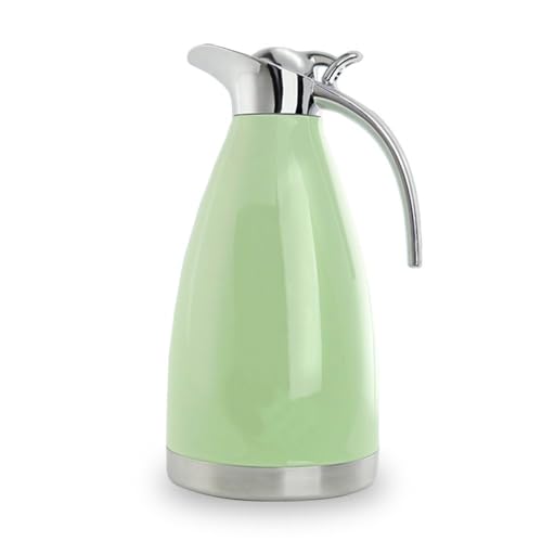 Sumerflos 68 Oz Stainless Steel Coffee Thermal Carafe/Double Walled Vacuum Thermos Insulated / 12 Hour Heat Retention / 2 Liters (Green) - Green