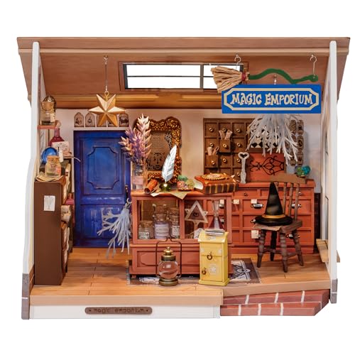 Rolife DIY Miniature House Kit Magic House, Tiny House Kit for Adult to Build, Mini House Making Kit with Furniture, Halloween/Christmas Decorations/Gifts for Family and Friends(Kiki's Magic Emporium) - DG - Kiki's Magic Emporium