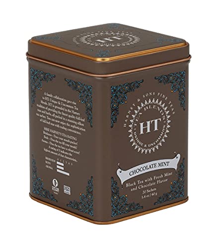 Harney and Sons Chocolate Mint, Flavored Black Tea - 20 Sachets per Tin - Sons Chocolate Mint, Flavored Black Tea - 20 Count (Pack of 1)