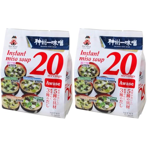 Miko Brand Miso Soup 20 Piece Value Pack, Awase, 11.36 Ounce (Pack of 2) - 11.36 Ounce (Pack of 2)