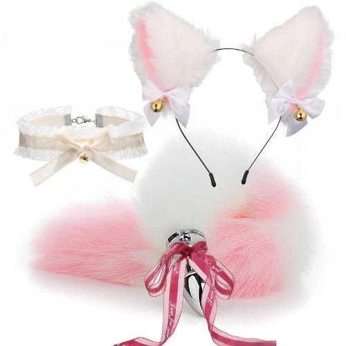 Soul Snatch | Toys: "Good Little Kitten" Butt Plug Set - Pink and White