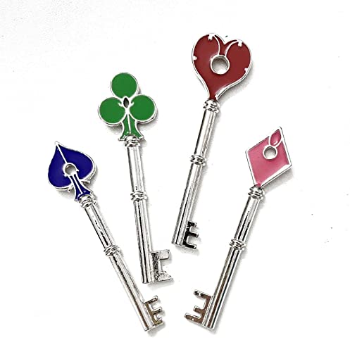 2 Remake Keys Collection Set of 4 Pcs, RPD Necklace Pendant Cosplay Costume Accessories Gifts Men Women Zinc Alloy