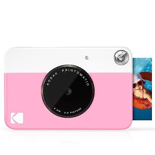 KODAK Printomatic Digital Instant Print Camera - Full Color Prints On ZINK 2x3" Sticky-Backed Photo Paper (Pink) Print Memories Instantly - Pink - Camera
