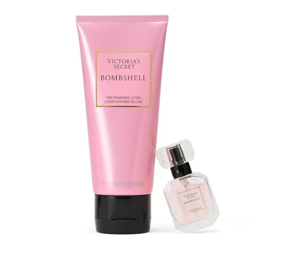 Victoria's Secret Bombshell Mini Fragrance Duo Gift Set, Mini Eau de Parfum & Travel Lotion, Gift Set for Women - Bombshell
