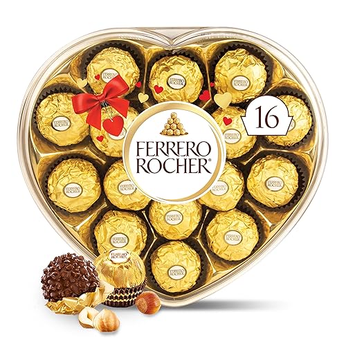 Ferrero Rocher, 16 Count, Gourmet Milk Chocolate Hazelnut, Valentine's Chocolate, Individually Wrapped, 6.2 oz - Full Size